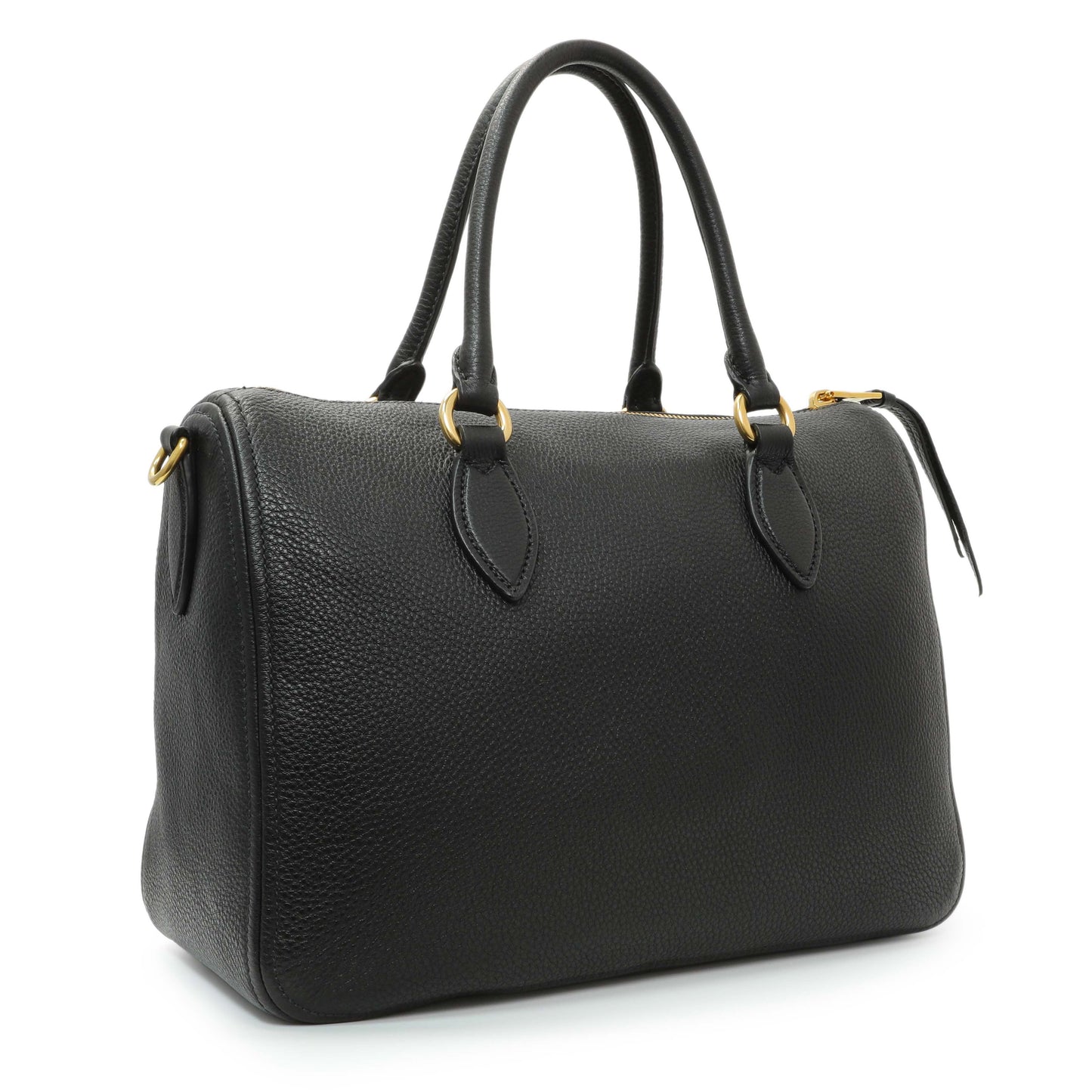 Exclusive Prada Black Vitello Phenix Boston Bag — Side View