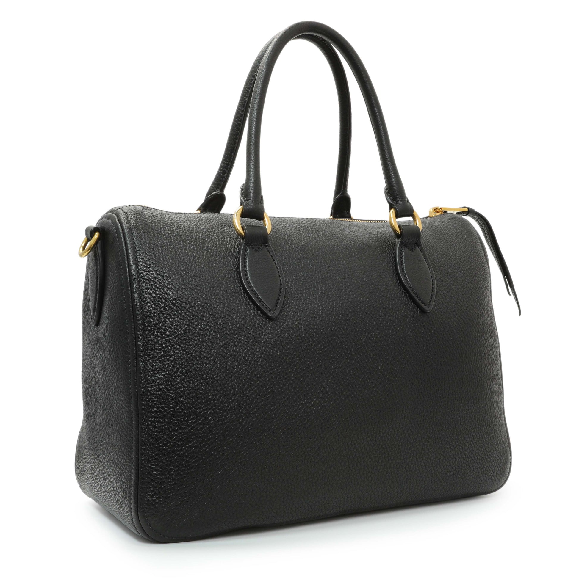 Exclusive Prada Black Vitello Phenix Boston Bag — Side View