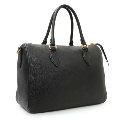 Exclusive Prada Black Vitello Phenix Boston Bag — Side View