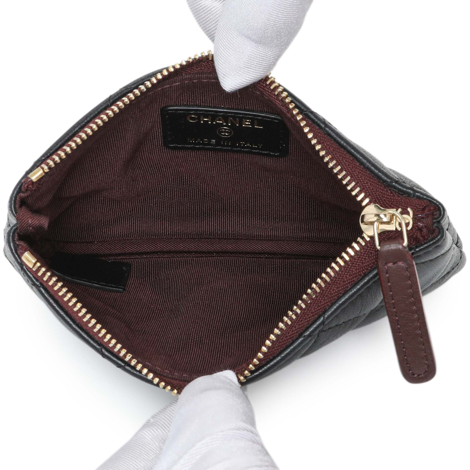 Exclusive Chanel Black Lambskin Quilted Small Cosmetic Case — Top View