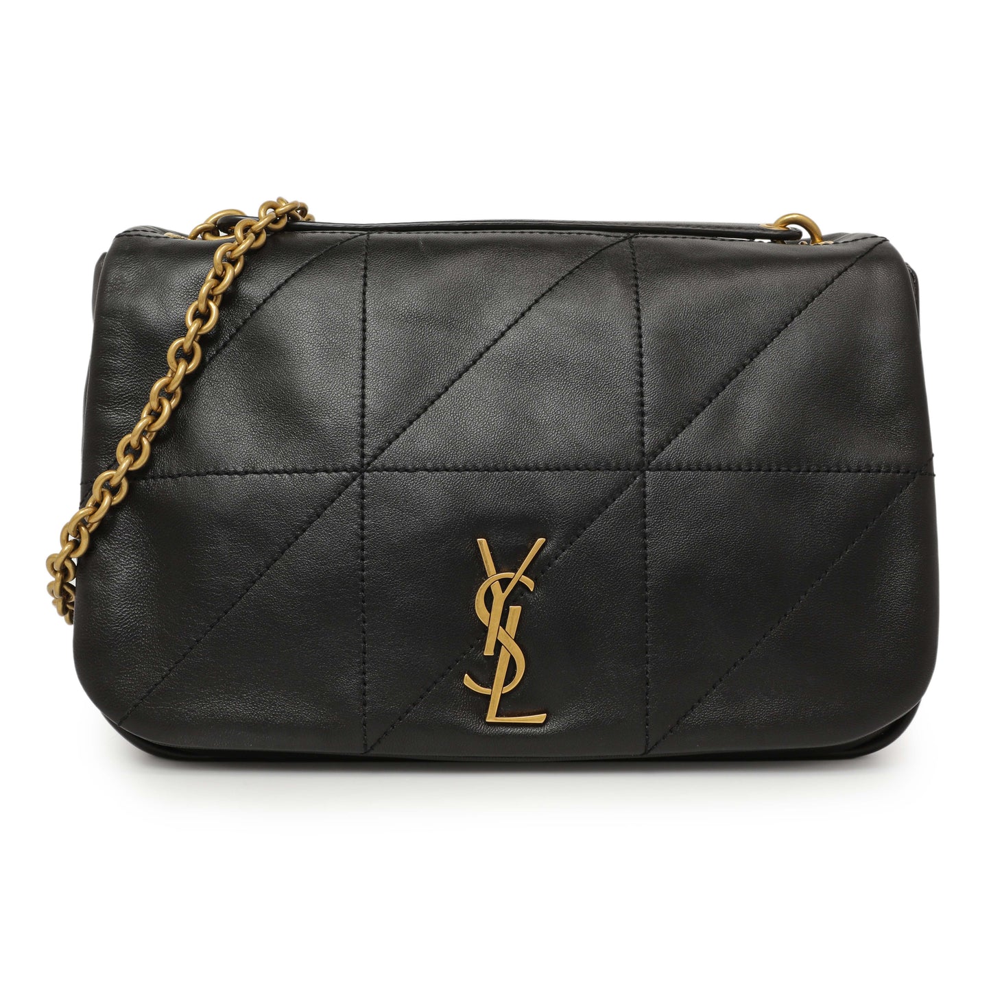 Exclusive Saint Laurent Black Lambskin Matelasse Monogram Small Jamie 4.3 — Front View