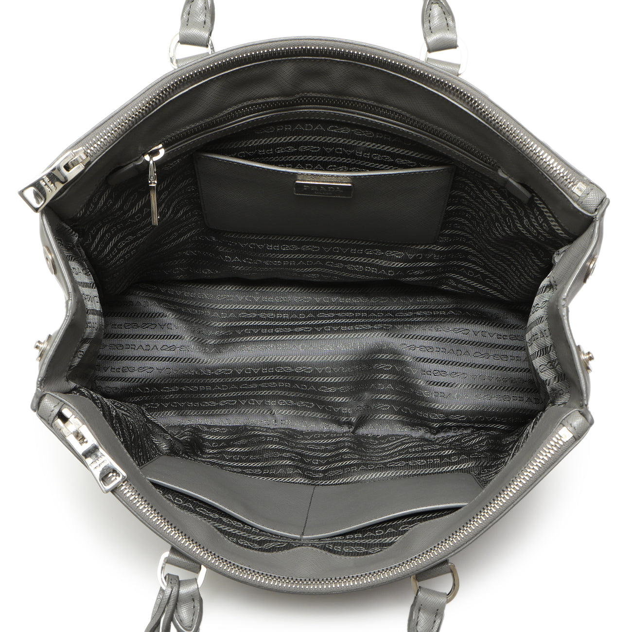 Exclusive Prada Grey Saffiano Large Galleria Double Zip Tote — Alternate View 8