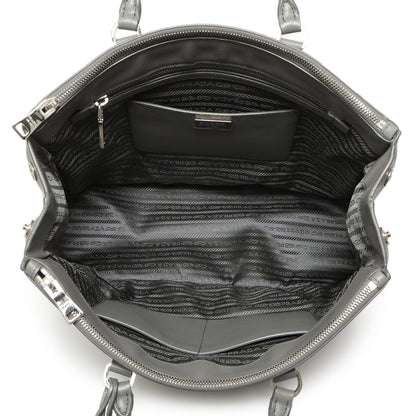Exclusive Prada Grey Saffiano Large Galleria Double Zip Tote — Alternate View 8