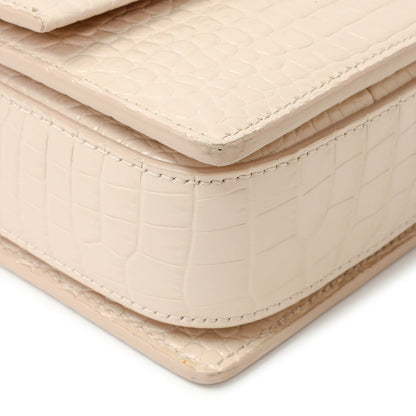Exclusive Saint Laurent Light Pink Crocodile Embossed Calfskin Medium Bellechasse — Detail View