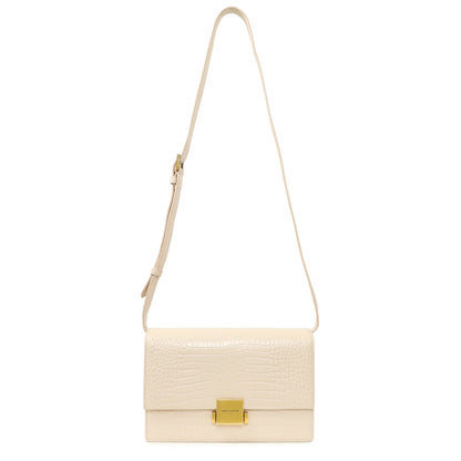 Exclusive Saint Laurent Light Pink Crocodile Embossed Calfskin Medium Bellechasse — Front View