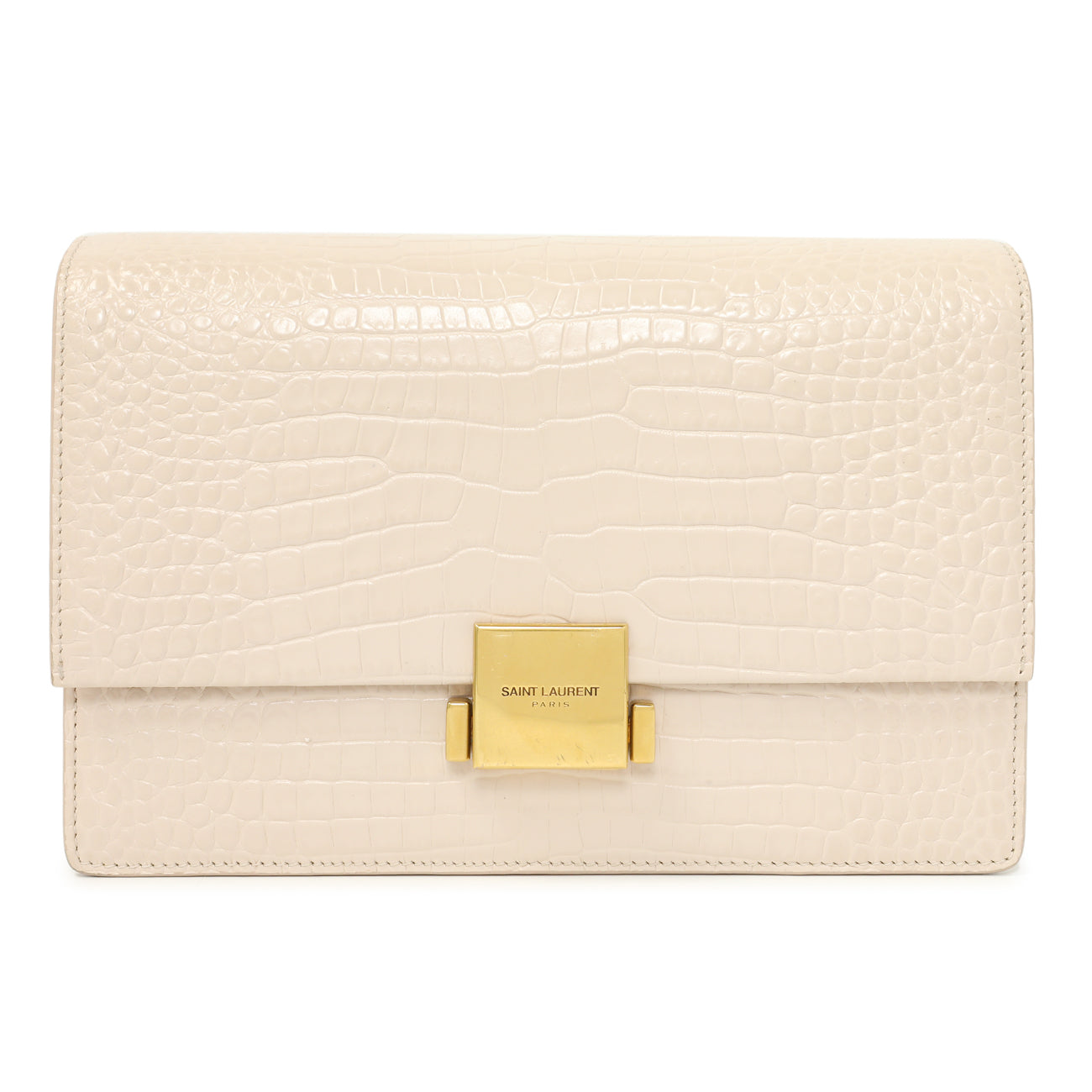 Exclusive Saint Laurent Light Pink Crocodile Embossed Calfskin Medium Bellechasse — Side View