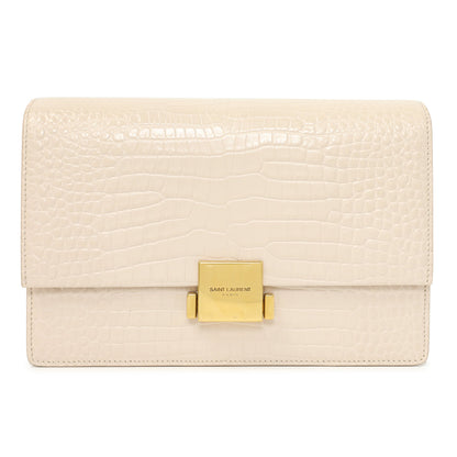 Exclusive Saint Laurent Light Pink Crocodile Embossed Calfskin Medium Bellechasse — Side View