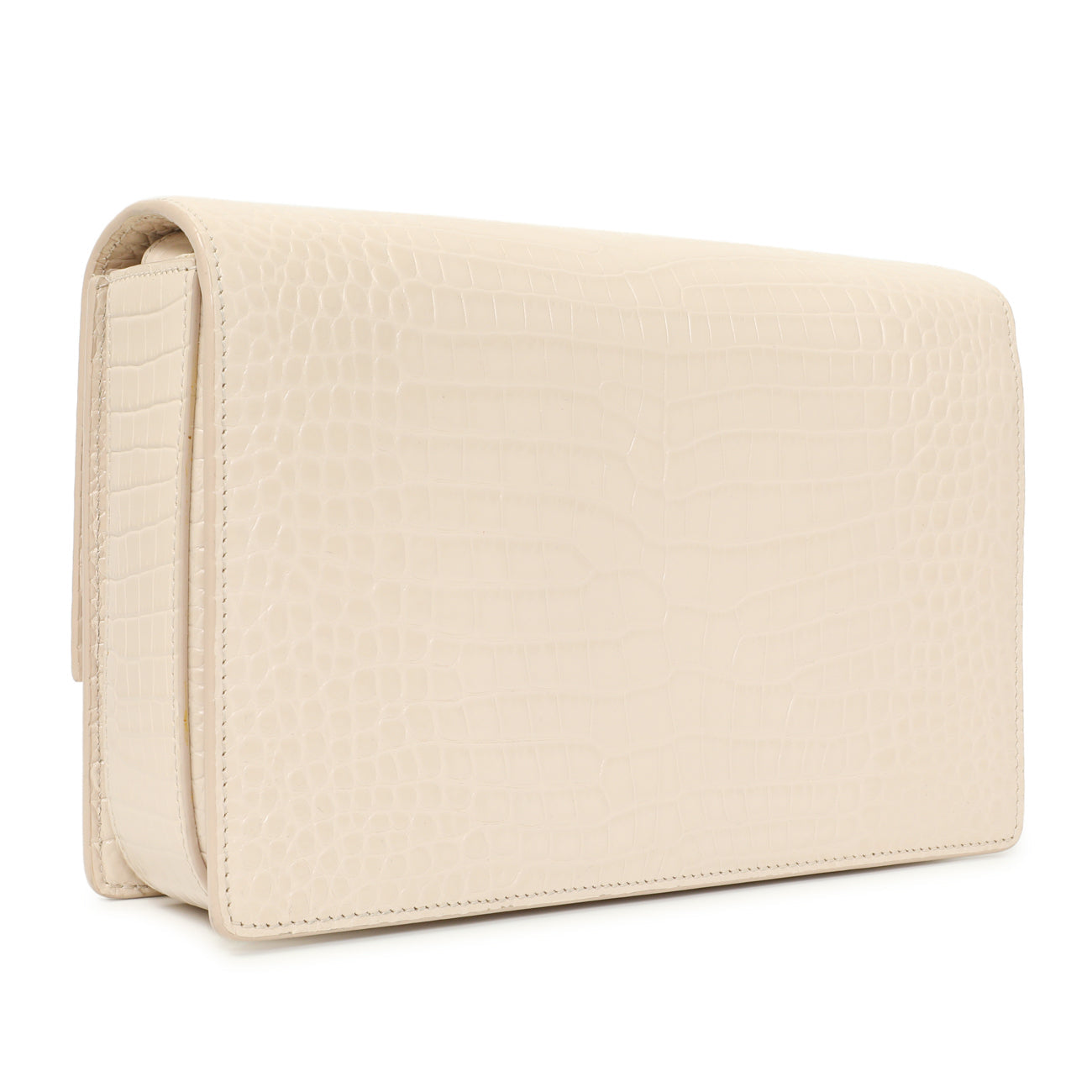 Exclusive Saint Laurent Light Pink Crocodile Embossed Calfskin Medium Bellechasse — Back View