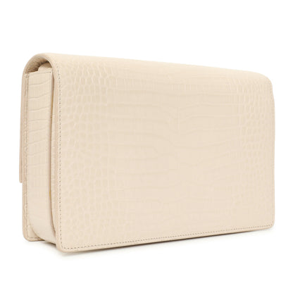 Exclusive Saint Laurent Light Pink Crocodile Embossed Calfskin Medium Bellechasse — Back View