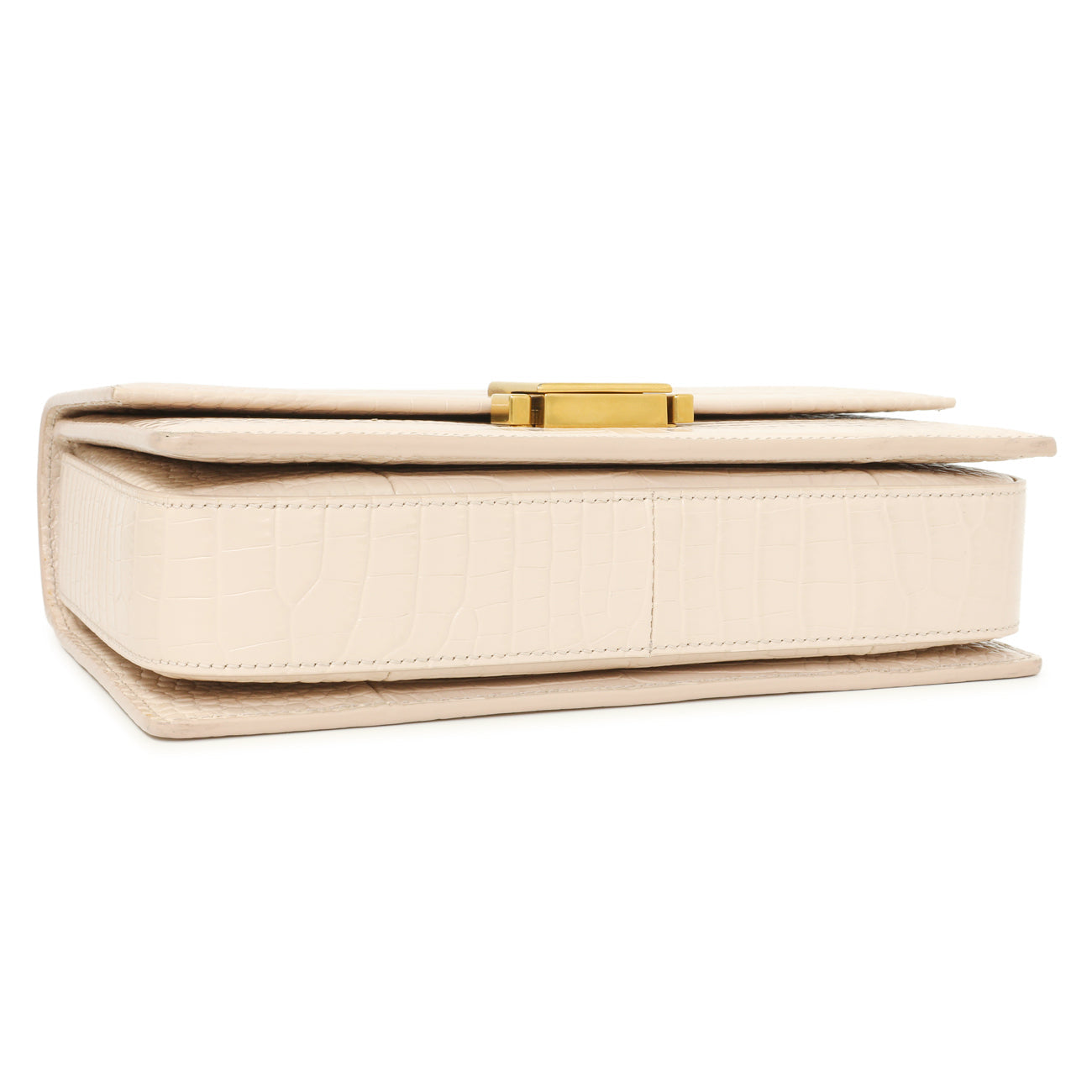 Exclusive Saint Laurent Light Pink Crocodile Embossed Calfskin Medium Bellechasse — Top View