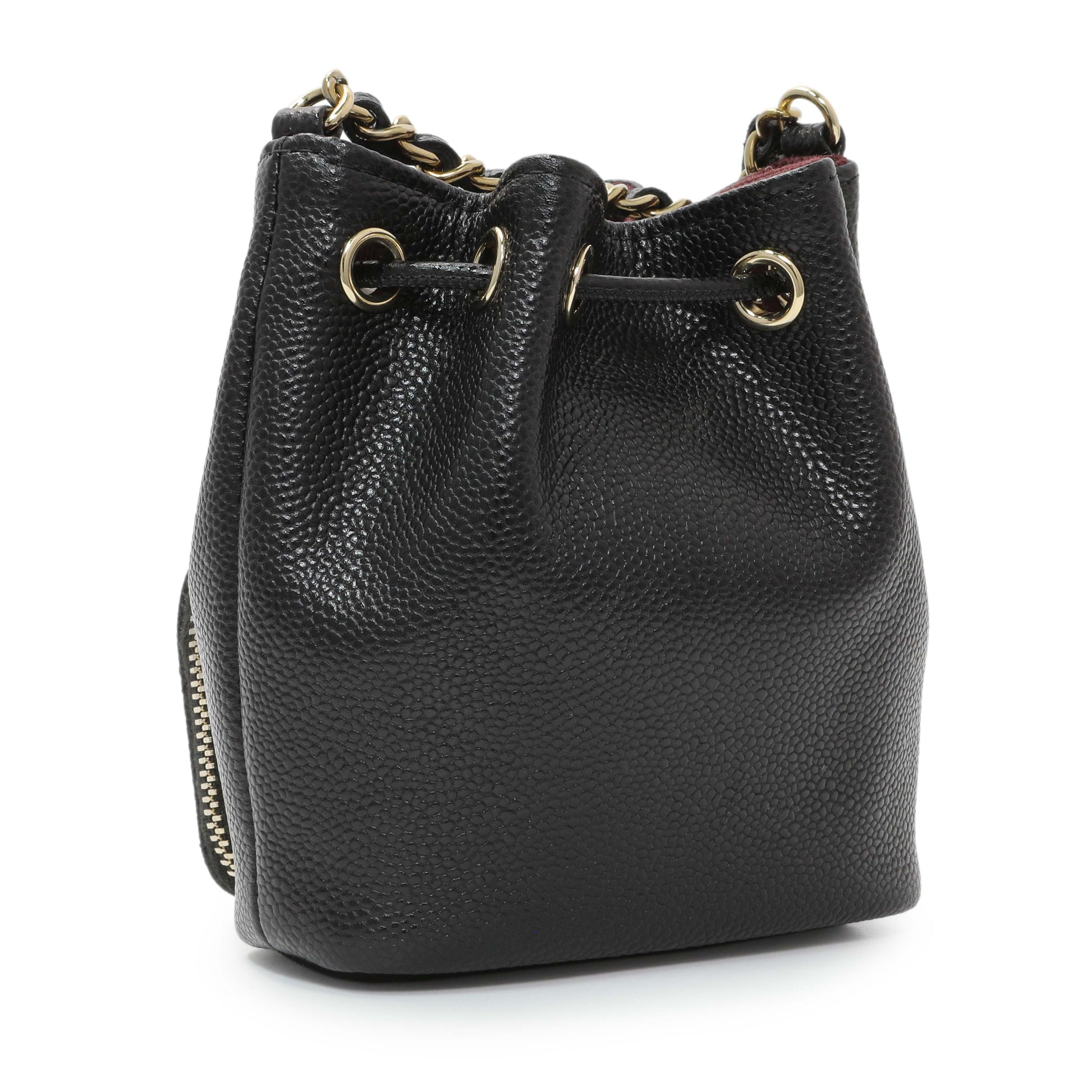 Exclusive Chanel Black Caviar Mini CC Pocket Bucket Bag — Back View