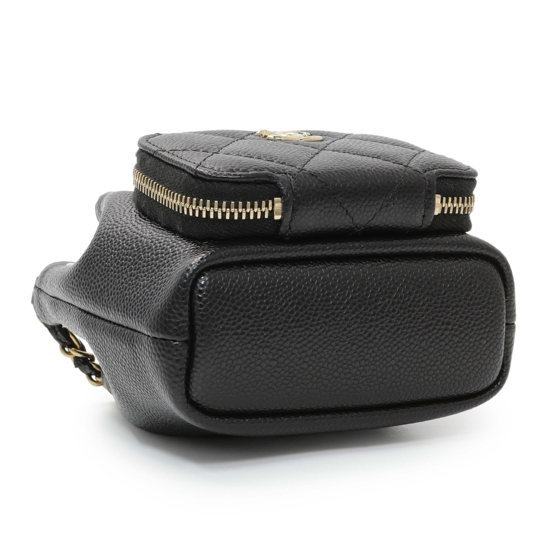 Exclusive Chanel Black Caviar Mini CC Pocket Bucket Bag — Top View