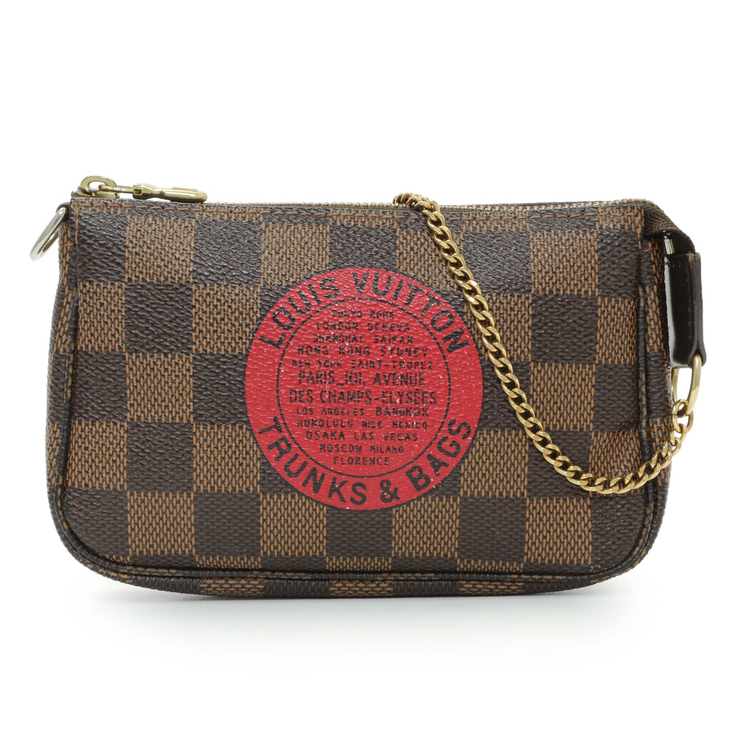 Exclusive Louis Vuitton Damier Ebene Trunks and Bags Mini Pochette Accessories — Front View