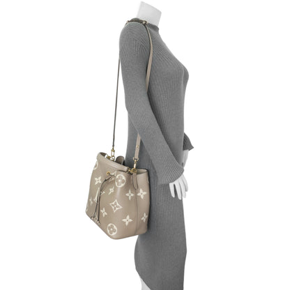 Exclusive Louis Vuitton Tourterelle Creme Empreinte Monogram Giant NeoNoe MM — Lifestyle View