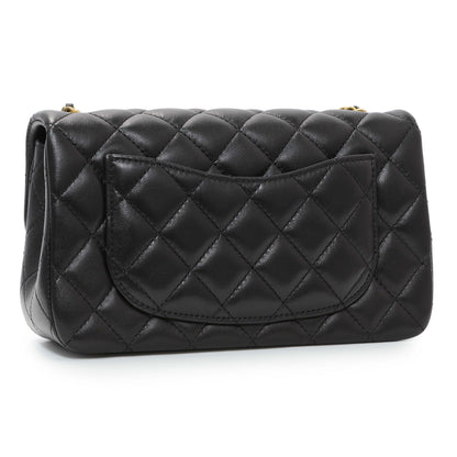 Exclusive Chanel Black Lambskin Quilted Mini Rectangular Pearl Crush Flap — Side View
