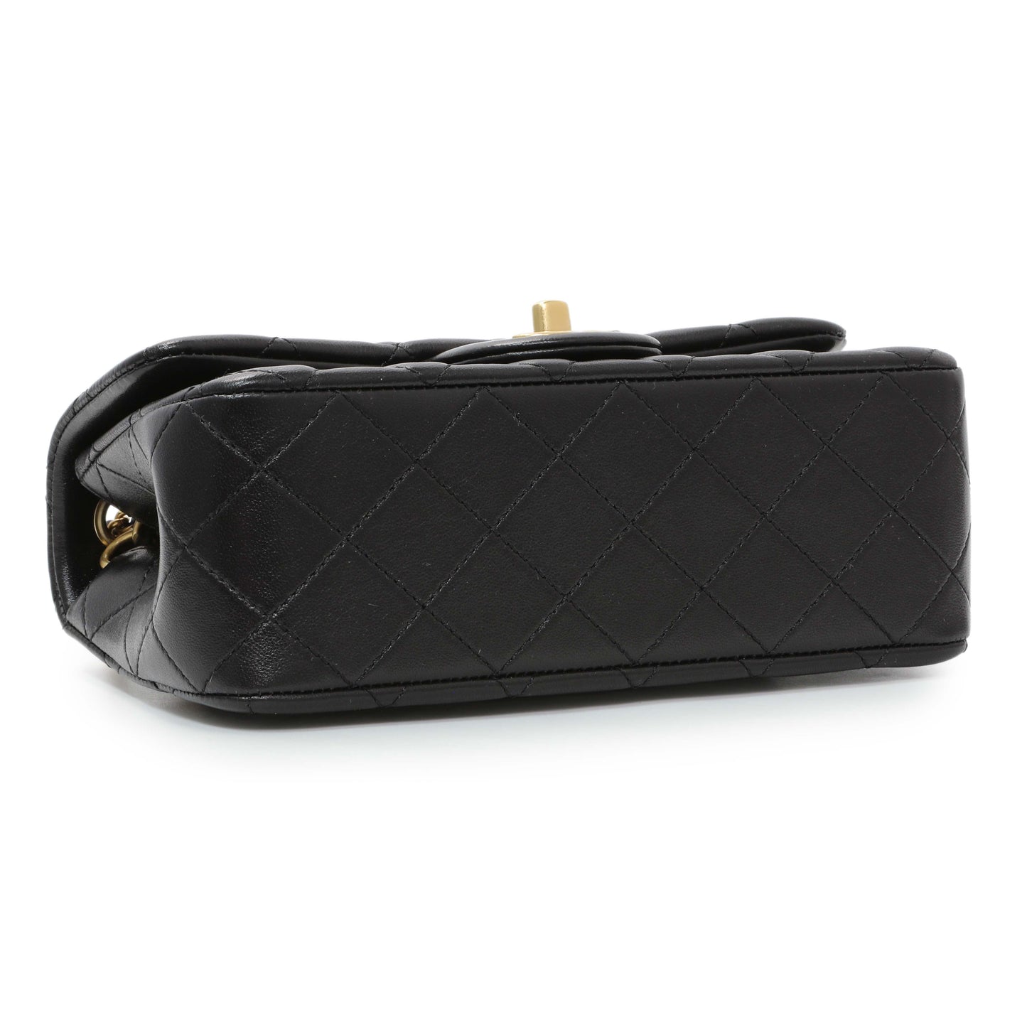 Exclusive Chanel Black Lambskin Quilted Mini Rectangular Pearl Crush Flap — Back View