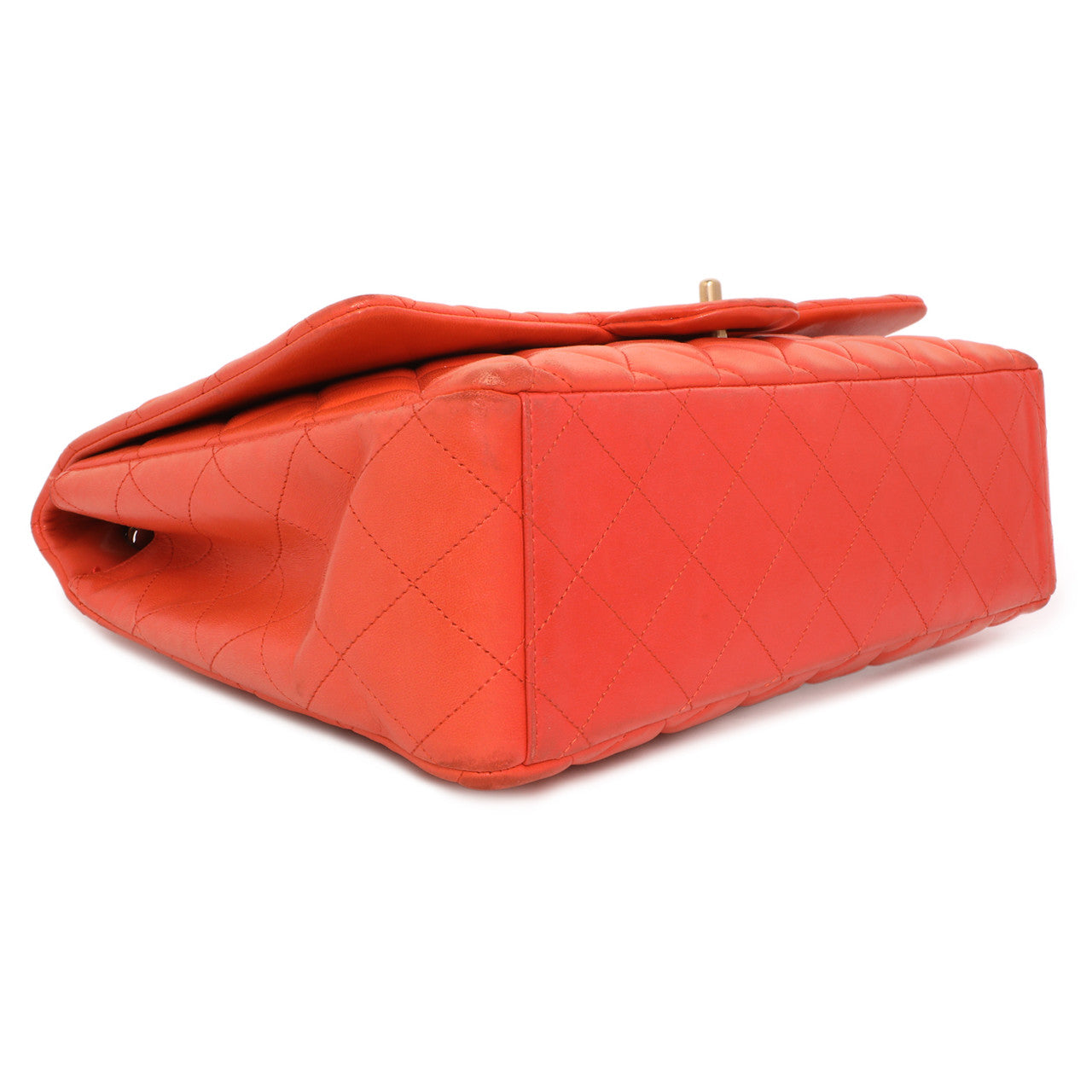 Exclusive Chanel Coral Quilted Lambskin Maxi Classic Single Flap — Back View