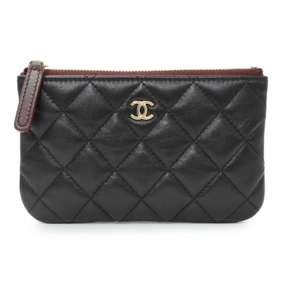 Exclusive Chanel Black Lambskin Quilted Small Cosmetic Case — Front View
