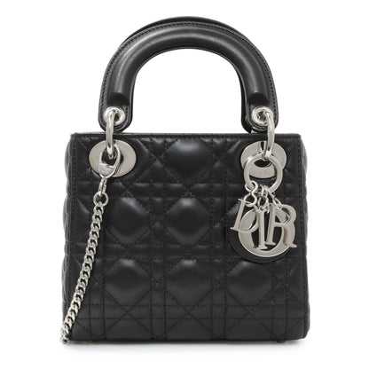 Exclusive Christian Dior Black Lambskin Cannage Mini Lady Dior — Front View