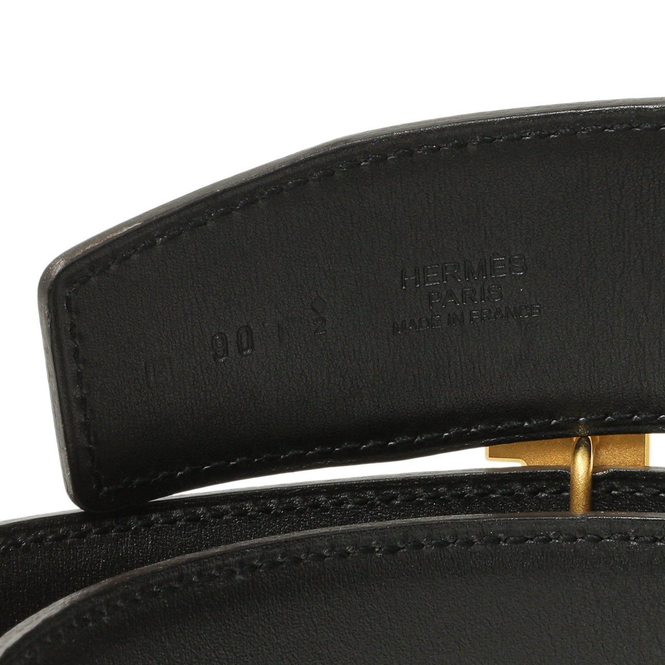 Exclusive Hermes Etain Black Epsom Box Constance H 40mm Belt — Top View