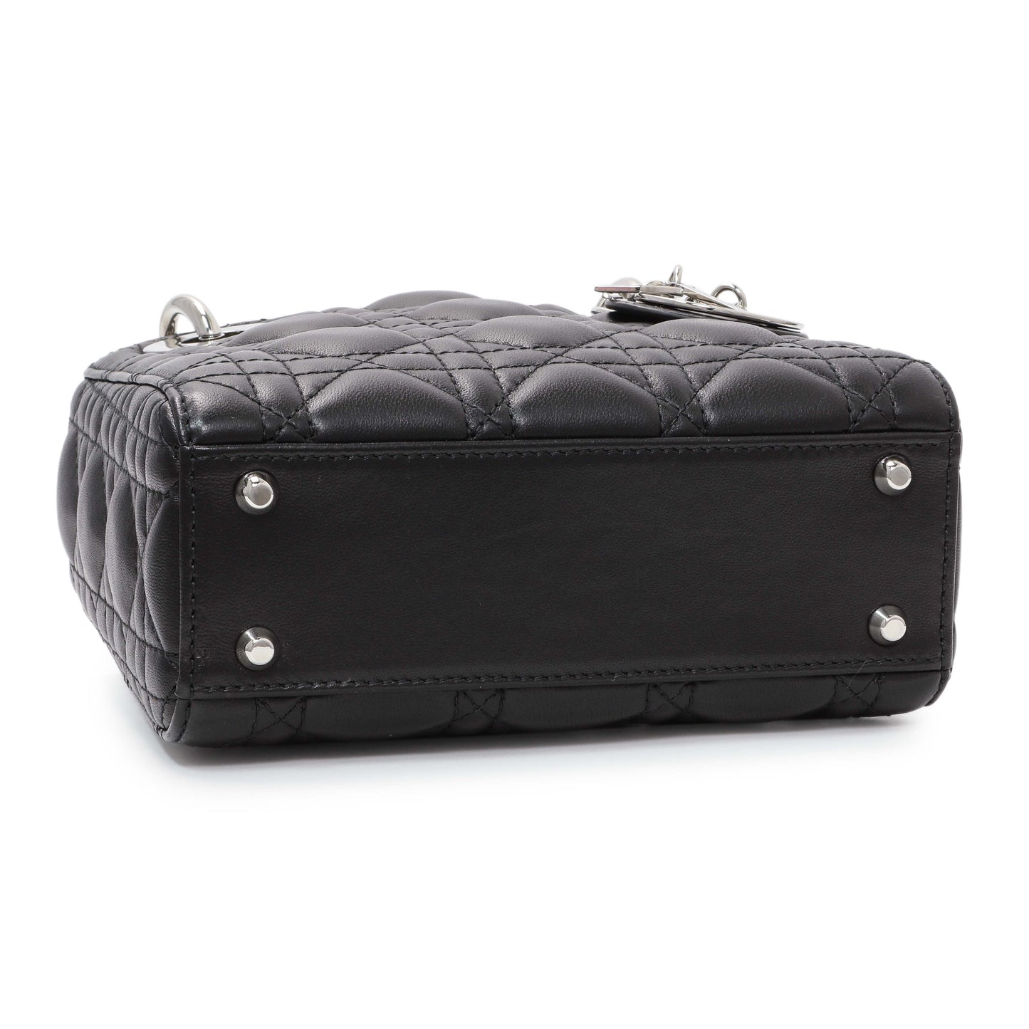 Exclusive Christian Dior Black Lambskin Cannage Mini Lady Dior — Back View