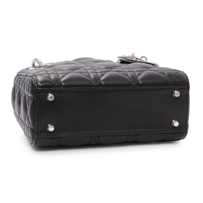 Exclusive Christian Dior Black Lambskin Cannage Mini Lady Dior — Back View