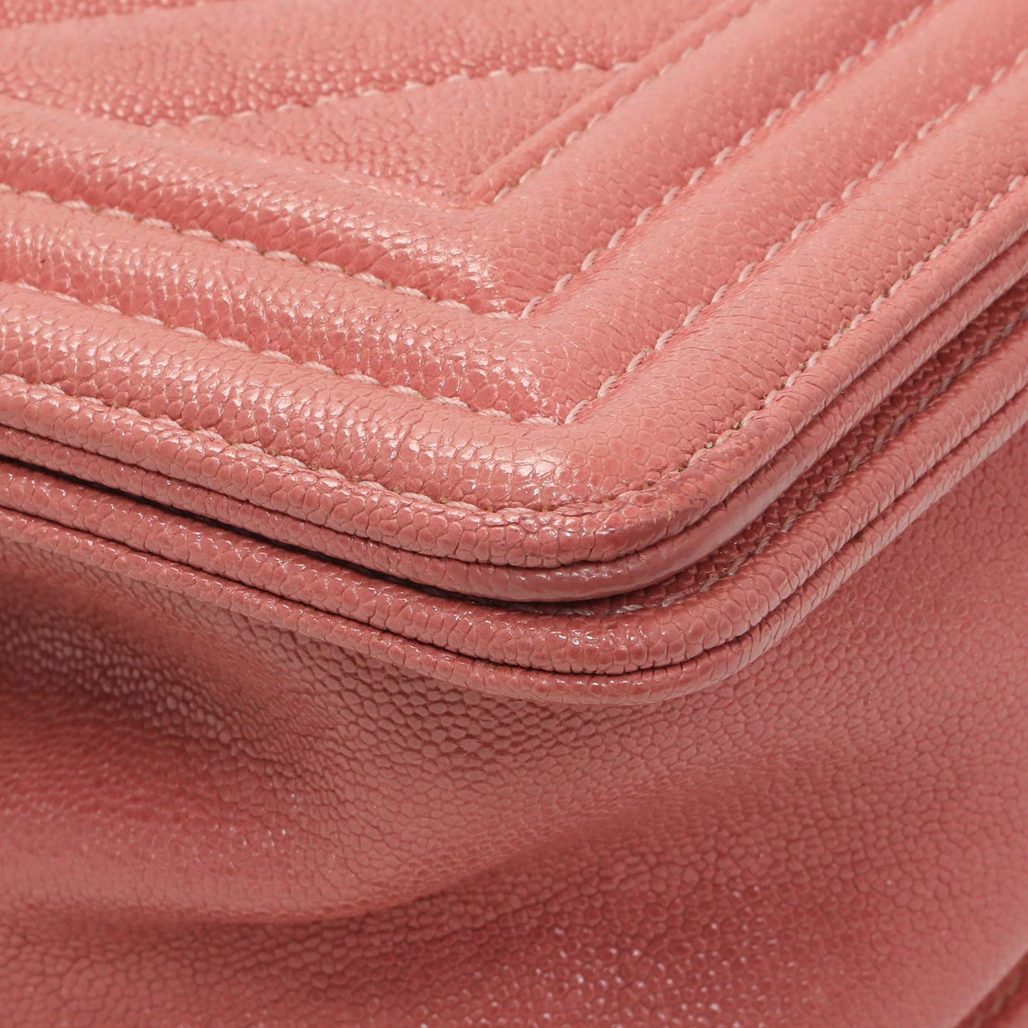 Exclusive Chanel Blush Chevron Quilted Caviar New Medium Boy Flap — Top View