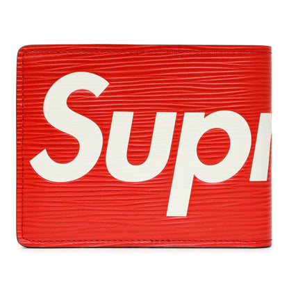 Exclusive Louis Vuitton X SUPREME Red Epi Slender Wallet — Side View