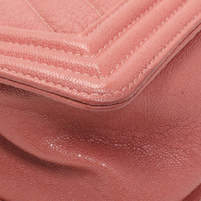 Exclusive Chanel Blush Chevron Quilted Caviar New Medium Boy Flap — Lifestyle View