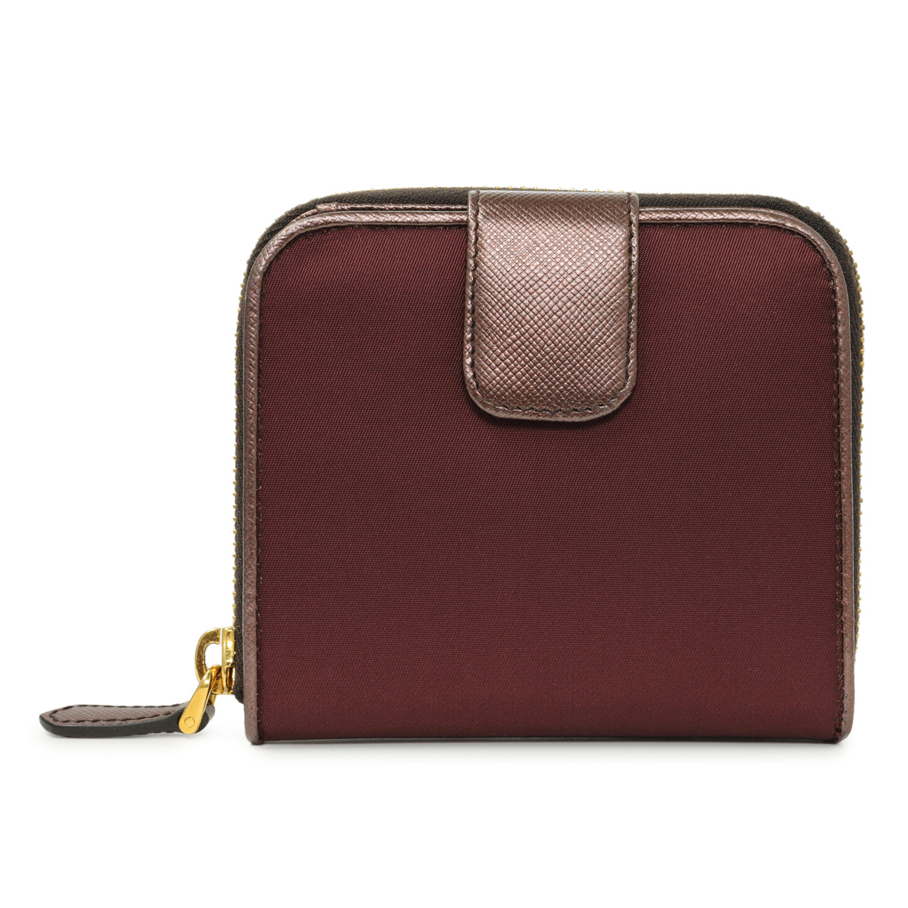 Exclusive Prada Burgundy Nylon Compact Wallet — Side View