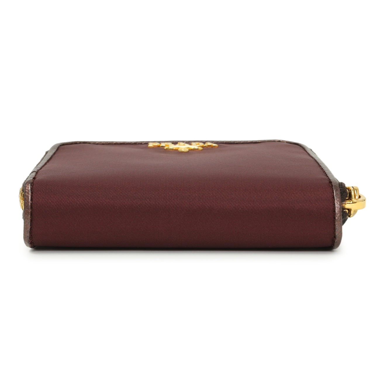 Exclusive Prada Burgundy Nylon Compact Wallet — Back View