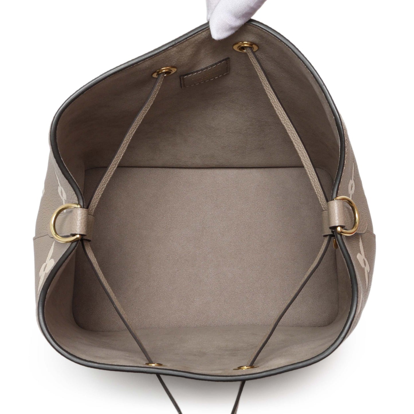 Exclusive Louis Vuitton Tourterelle Creme Empreinte Monogram Giant NeoNoe MM — Top View