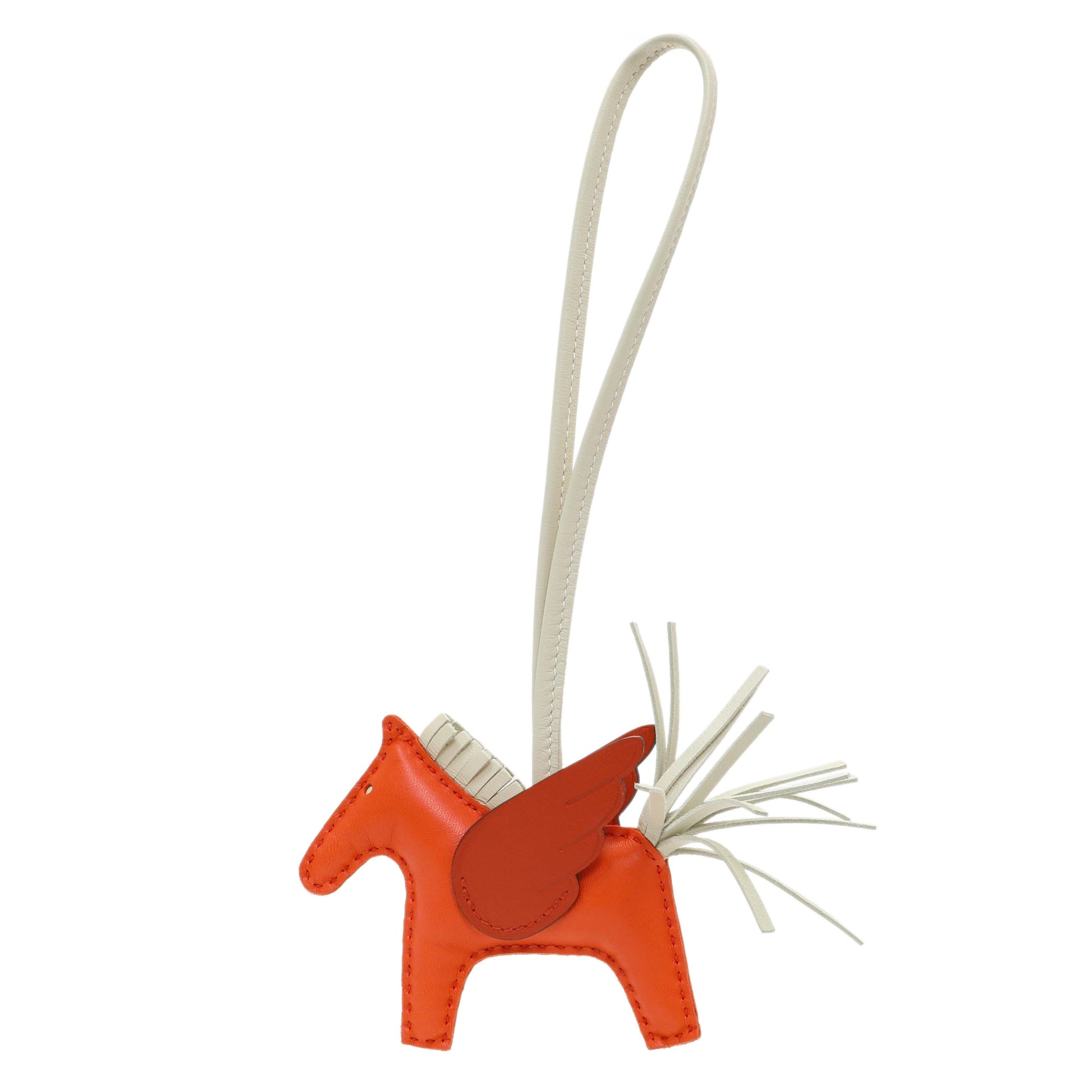 Exclusive Hermes Milo Orange Lambskin Grigri Rodeo Pegase Horse Bag Charm PM — Front View