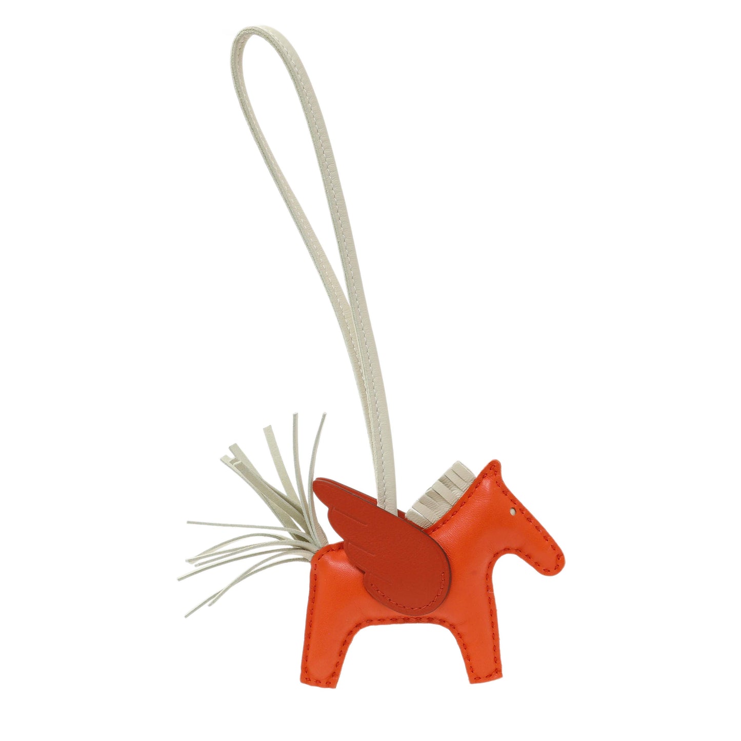 Exclusive Hermes Milo Orange Lambskin Grigri Rodeo Pegase Horse Bag Charm PM — Side View