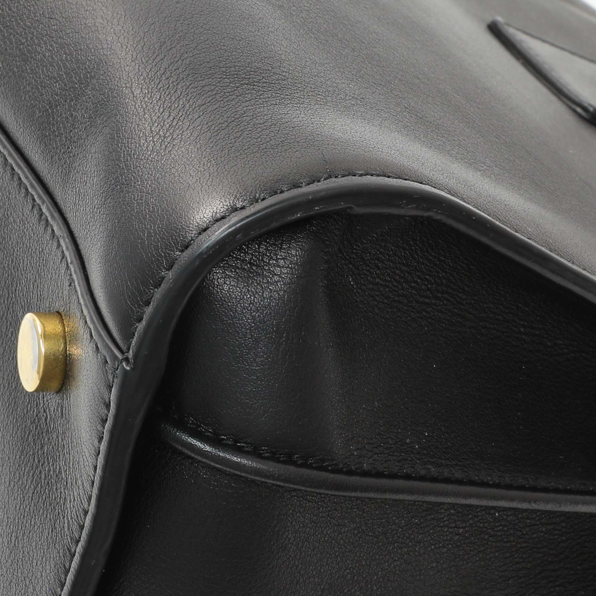 Exclusive Saint Laurent Black Calfskin Small Sac De Jour — Detail View