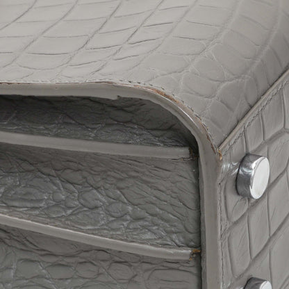 Exclusive Saint Laurent Grey Calfskin Crocodile Embossed Nano Sac De Jour — Top View
