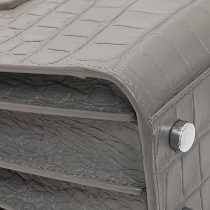 Exclusive Saint Laurent Grey Calfskin Crocodile Embossed Nano Sac De Jour — Lifestyle View