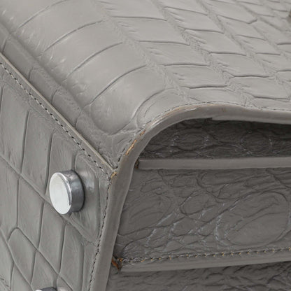 Exclusive Saint Laurent Grey Calfskin Crocodile Embossed Nano Sac De Jour — Alternate View 7