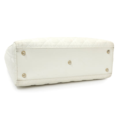 Exclusive Christian Dior White Lambskin Cannage Large Lady Dior — Back View