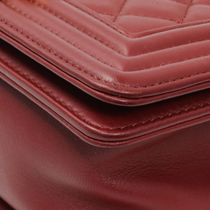 Exclusive Chanel Burgundy Quilted Calfskin Small Boy Flap — Lifestyle View