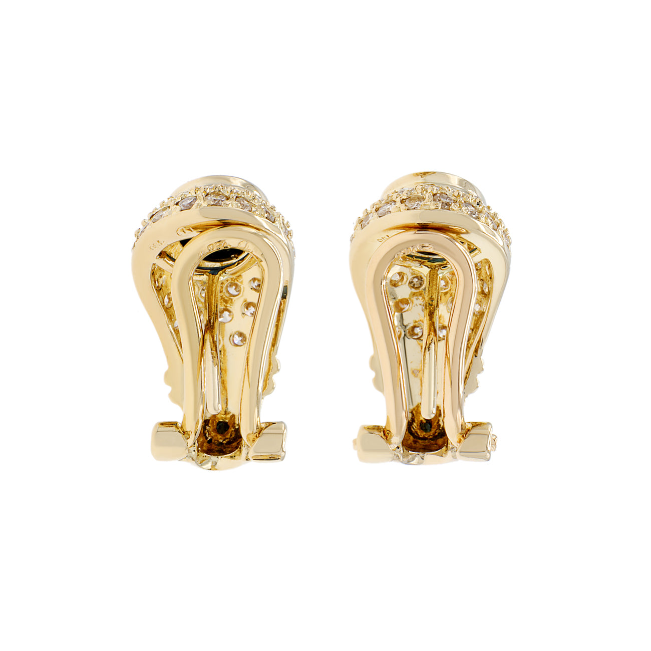 Exclusive 18K Yellow Gold 1.10 Carat Sapphire Earrings — Side View