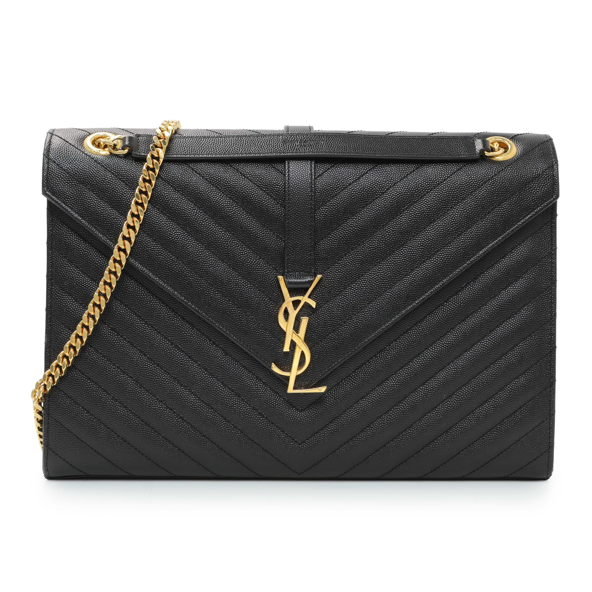 Exclusive Saint Laurent Grain De Poudre Mixed Matelasse Large Triquilt Monogram Satchel — Front View