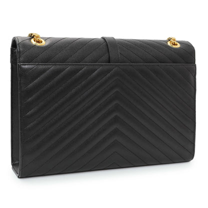Exclusive Saint Laurent Grain De Poudre Mixed Matelasse Large Triquilt Monogram Satchel — Side View