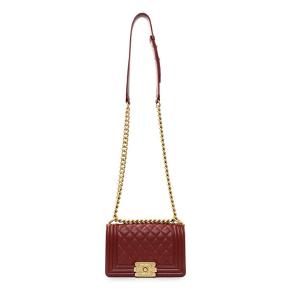 Exclusive Chanel Burgundy Quilted Calfskin Small Boy Flap — Front View