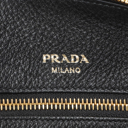 Exclusive Prada Black Vitello Phenix Boston Bag — Detail View