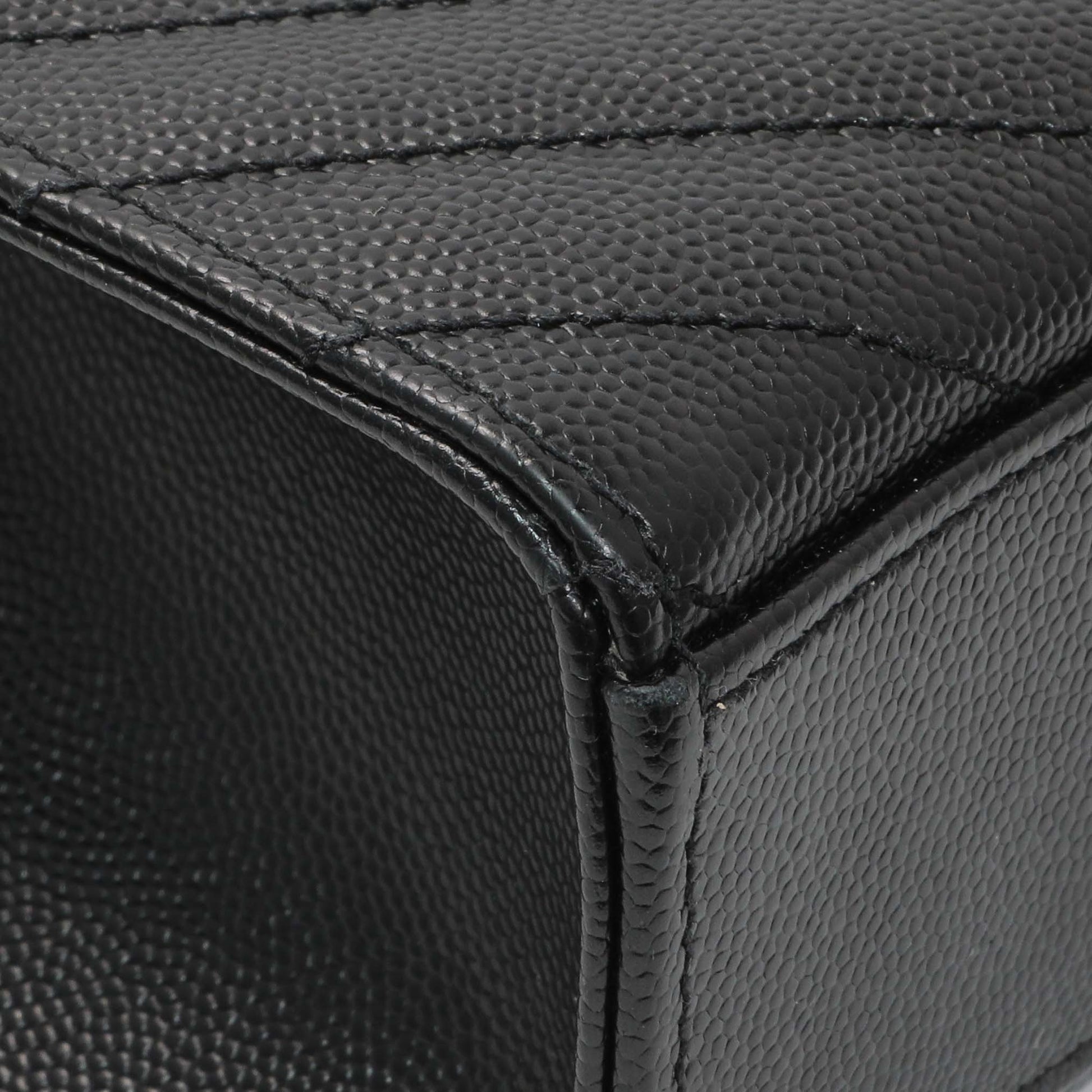 Exclusive Saint Laurent Grain De Poudre Mixed Matelasse Large Triquilt Monogram Satchel — Top View
