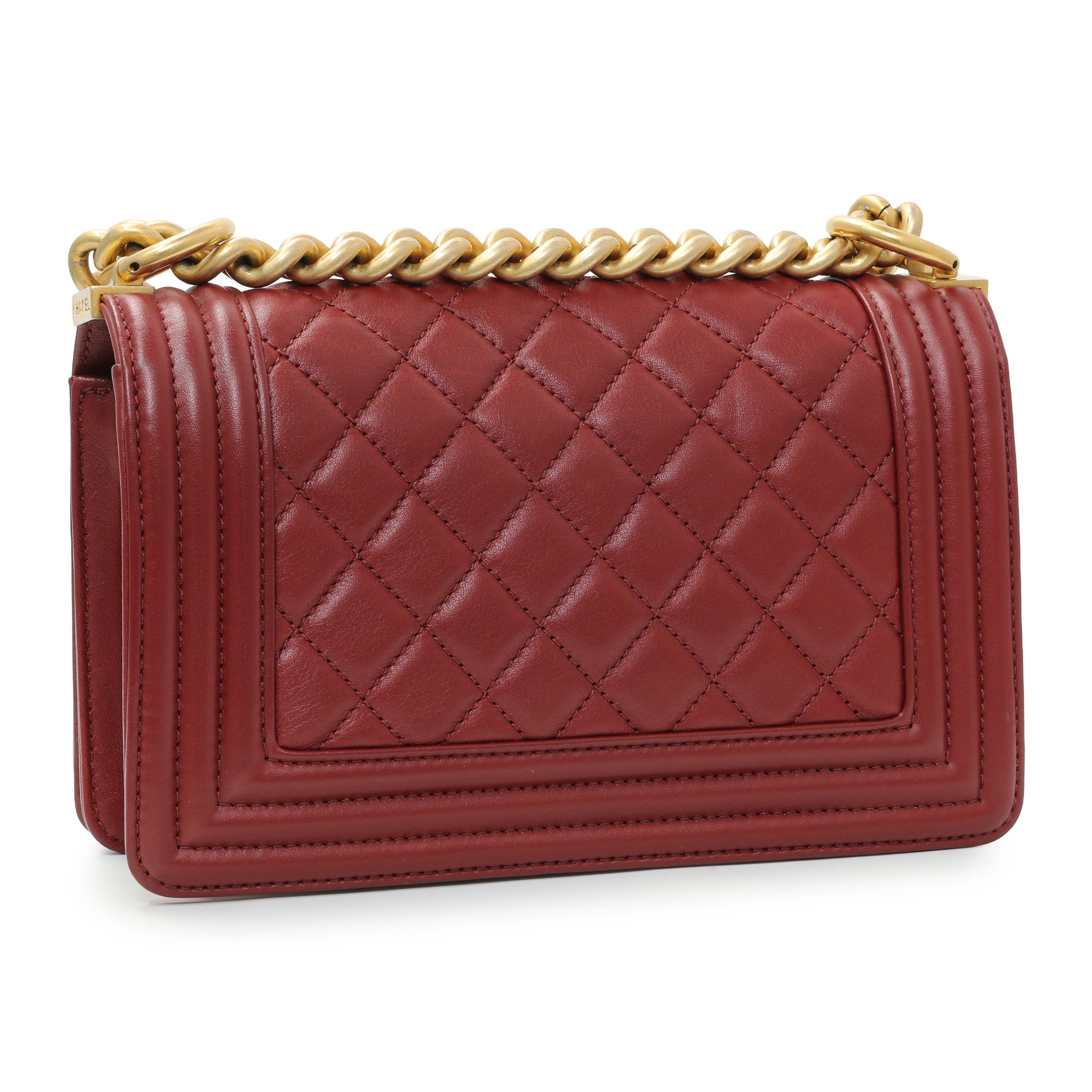 Exclusive Chanel Burgundy Quilted Calfskin Small Boy Flap — Back View