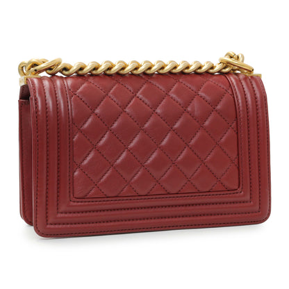 Exclusive Chanel Burgundy Quilted Calfskin Small Boy Flap — Back View