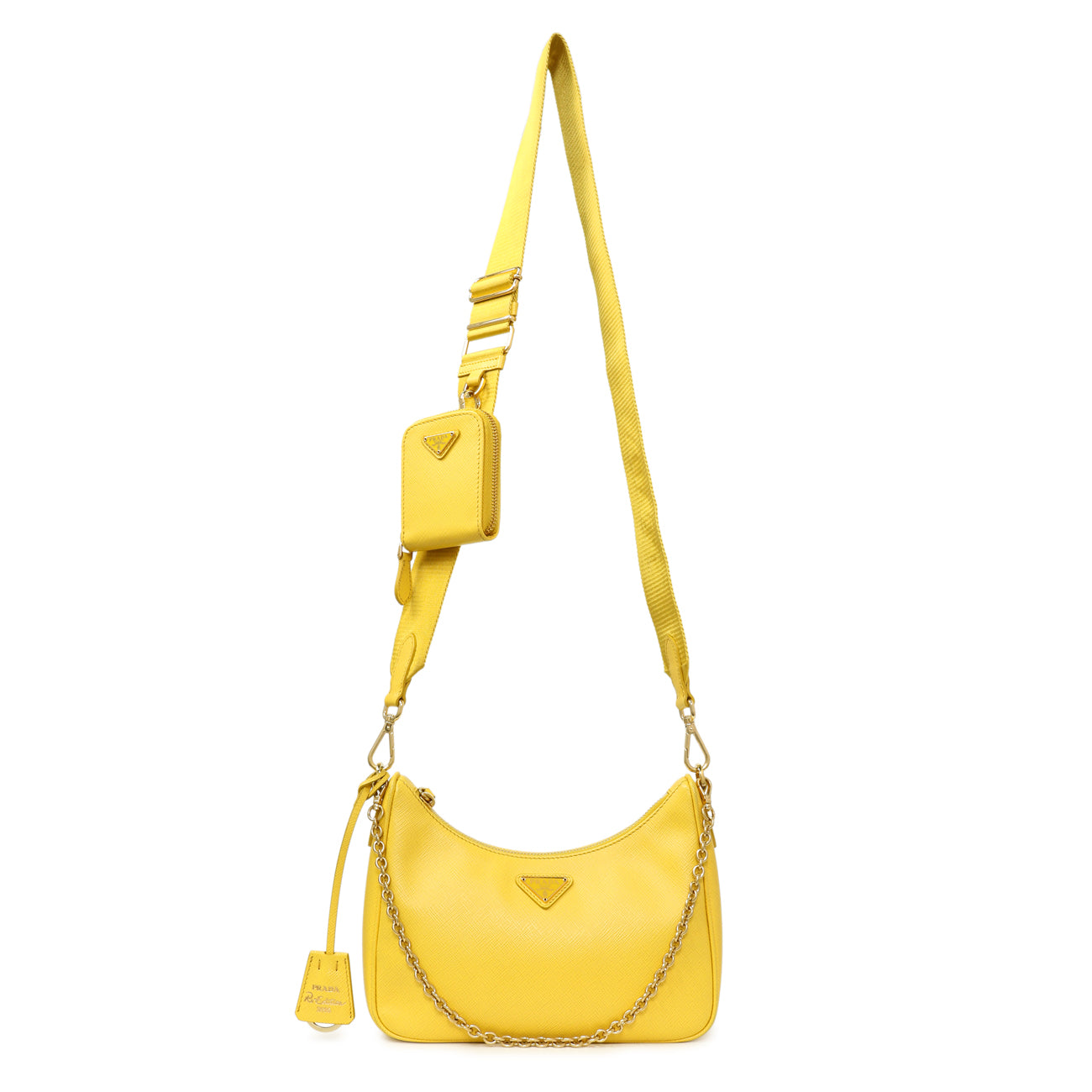 Exclusive Prada Yellow Saffiano Re-Edition 2005 Shoulder Bag — Front View