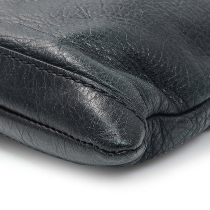 Exclusive Balenciaga Navy Agneau Arena Classic Silver Hardware Large Clip Clutch — Detail View